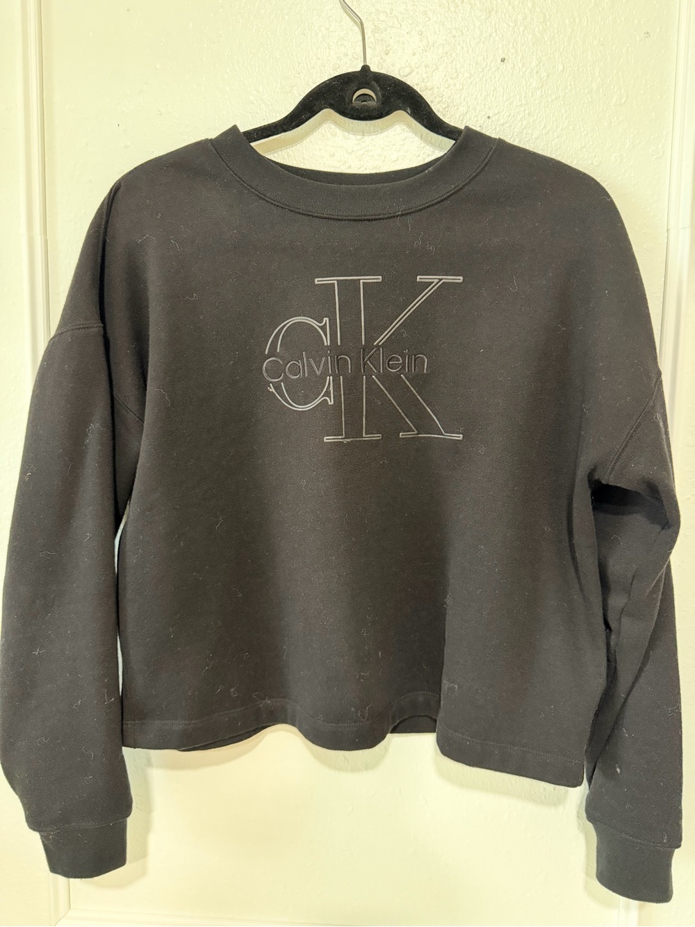 Calvin Klein Black Crewneck with Embossed CK Logo